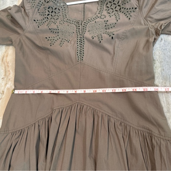 Women’s REBECCA TAYLOR LA VIE Olive green embroidered poplin dress- Size Medium - Picture 10 of 10